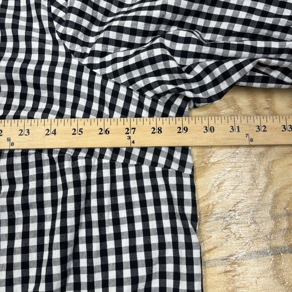 Woman Within Button Up Shirt Sz 2X Gingham Black White Cottagecore Mature - Picture 10 of 13